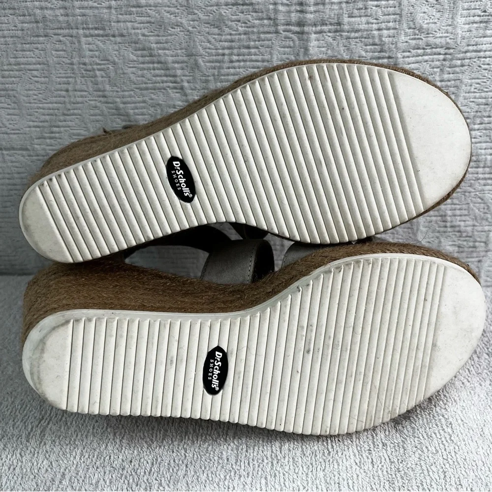 Dr Scholls Visitor Cross Strap Faux Suede Heeled Espadrille Sandal Wedge Shoe 10